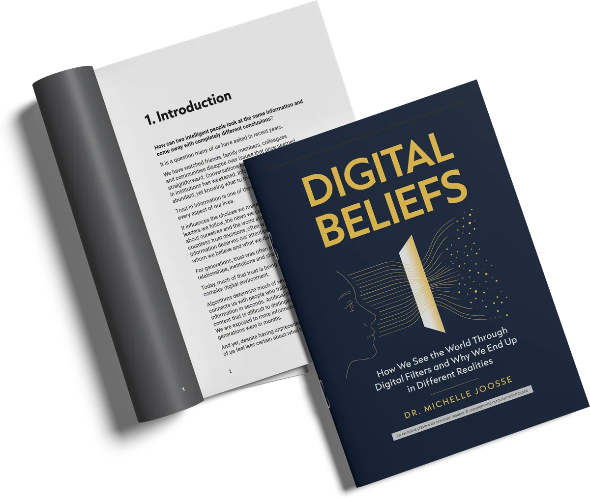 The Digital Beliefs Chapter 1 preview, open at the Introduction beside its cover